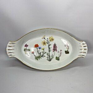 Le Faune Lourioux  Floral Fire Proof Porcelain Oval Baking Dish Made in France